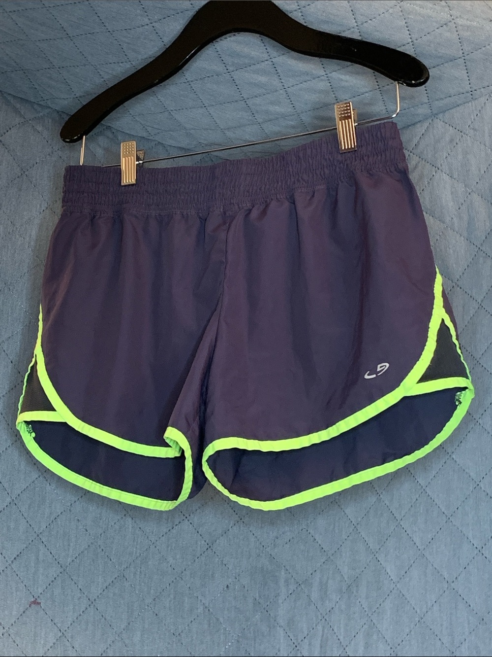 #237 Champion Grey Athletic Shorts with Neon Green Trim